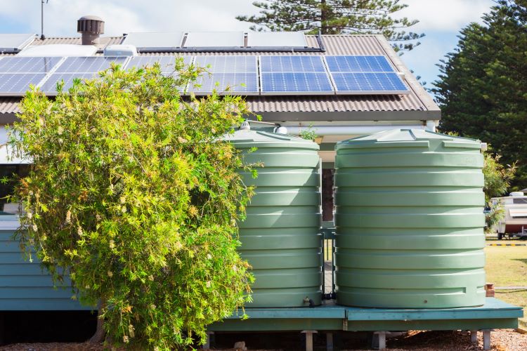 Rainwater capture tanks.