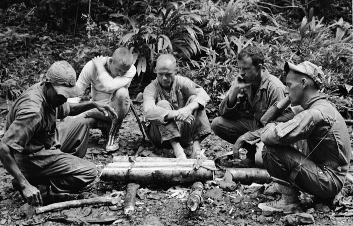 Learning Advanced Survival Skills By NASA - Great Images in NASA DescriptionNASA, Public Domain, https://commons.wikimedia.org/w/index.php?curid=6482178 Astronauts participating in tropical survival training at an Air Force Base near the Panama Canal, 1963. From left to right are an unidentified trainer, Neil Armstrong, John H. Glenn Jr., L. Gordon Cooper, and Pete Conrad. Survival training is important for astronauts, as a launch abort or misguided reentry could potentially land them in a remote wilderness area.