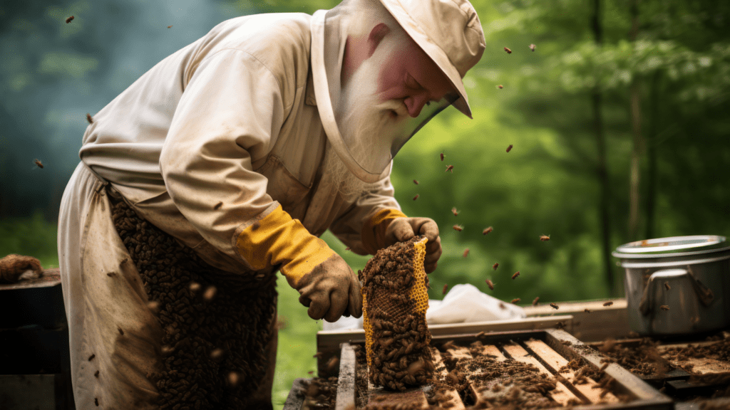 Survival Gardening Basics for Growing Your Own Food. Harvesting bees.